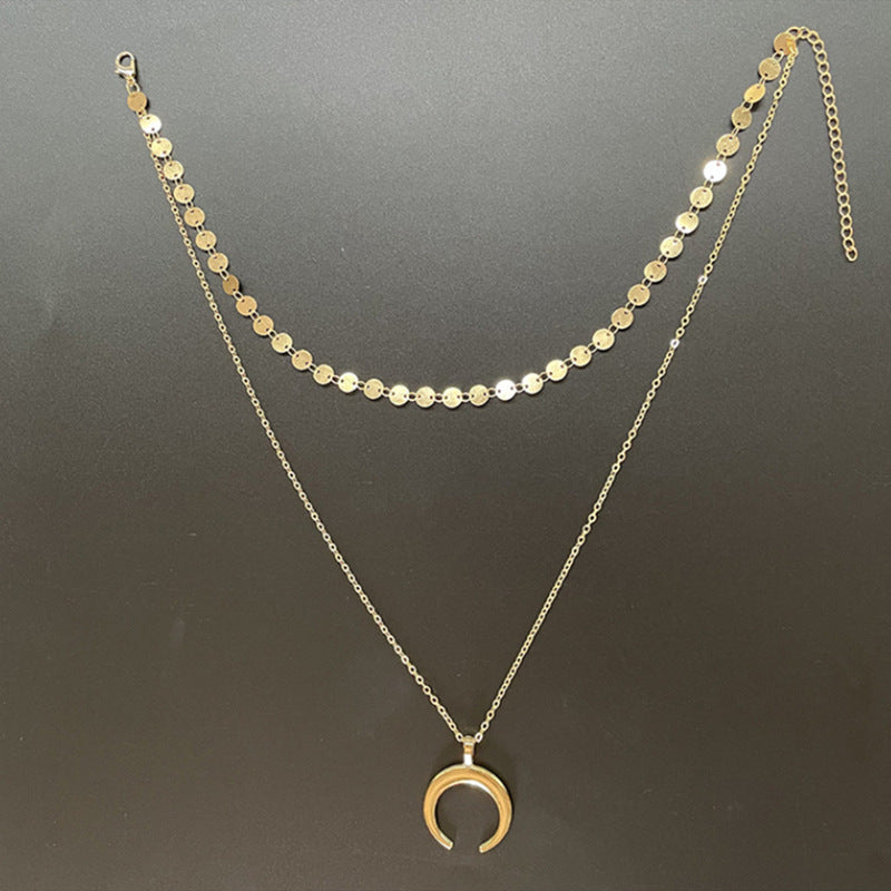 Bohemian Double Horn Necklace for Women