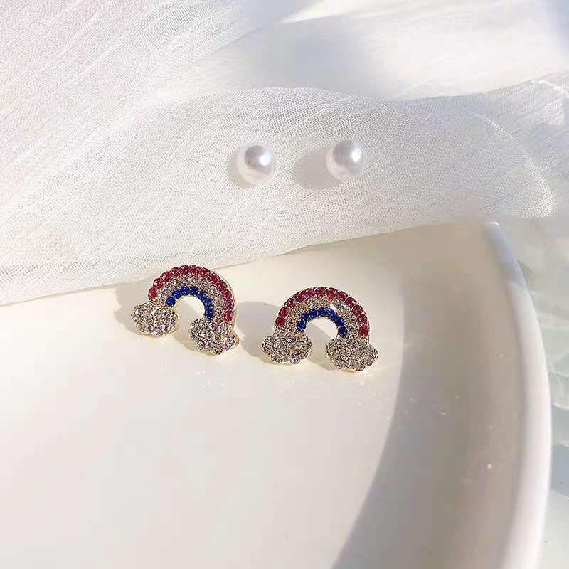 Colorful Rhinestone Rainbow Stud Earring