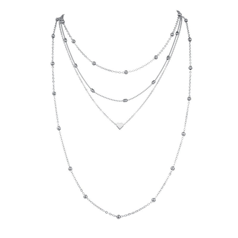 Fashion Jewelry Heart Pendant Chain Layered Set Necklace
