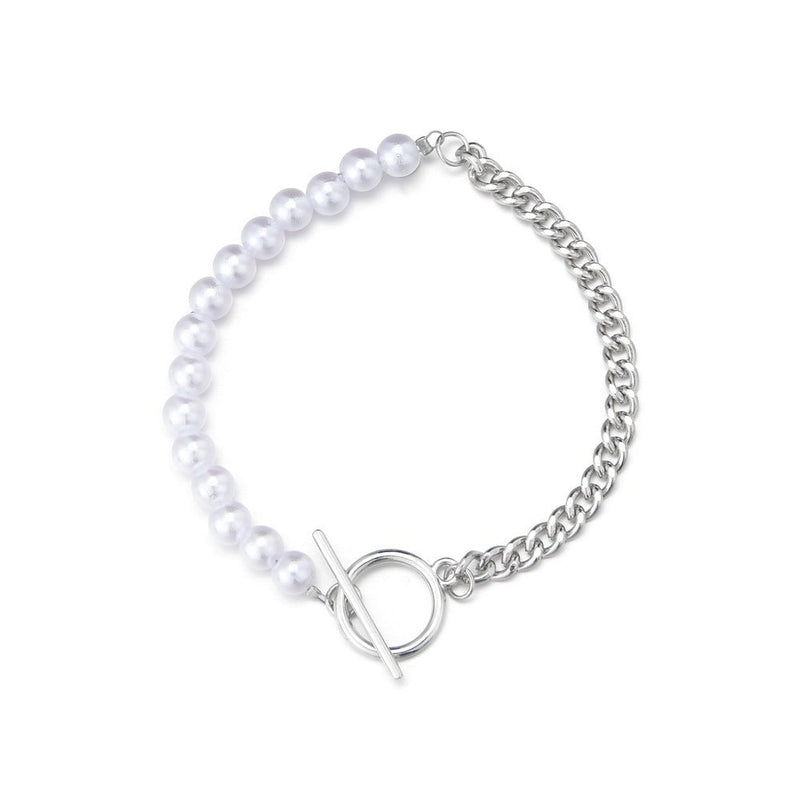 Cuban Chain Imitation Pearl Bracelet