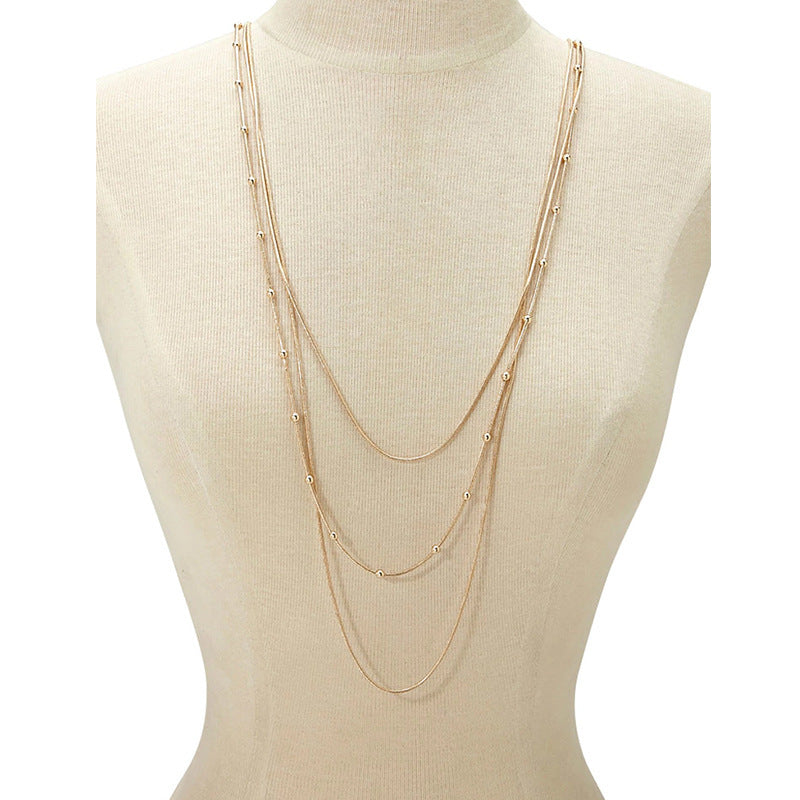 Layer Snake Beaded Chain Necklace