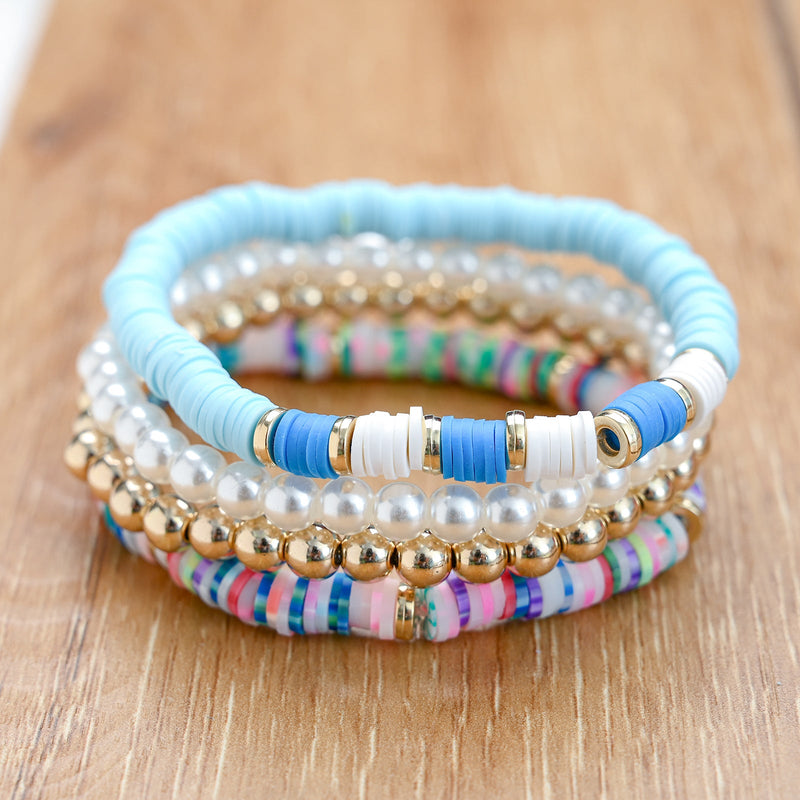 Bohemian Beaded Stretch Bracelets Colors Clay Beads