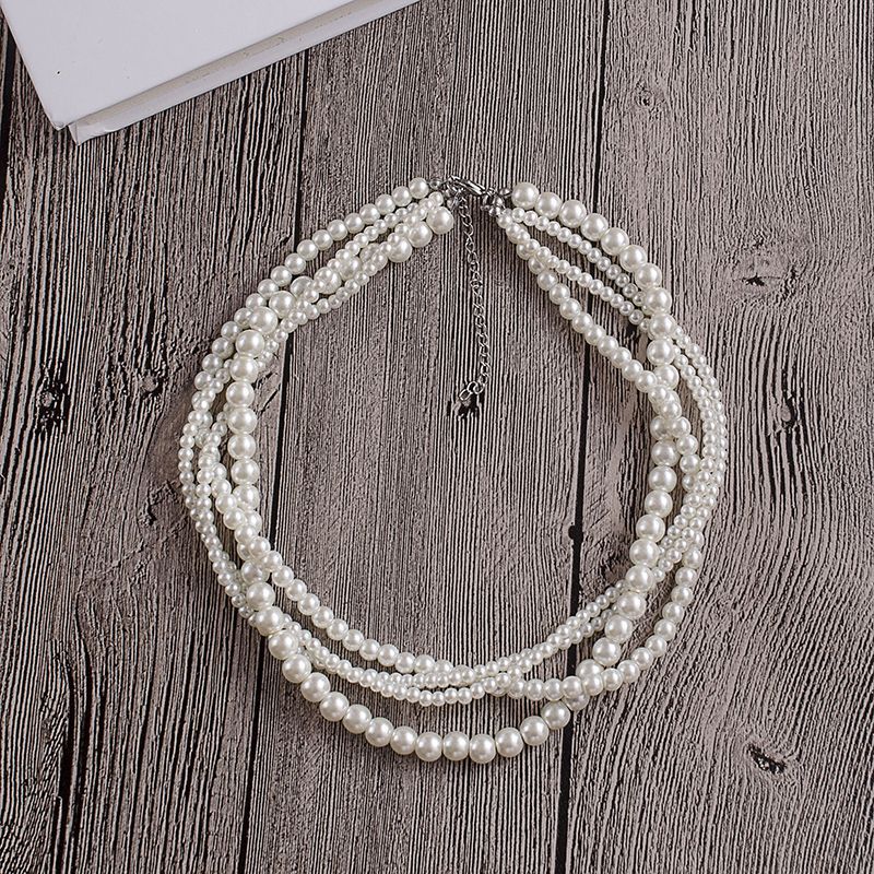 Multilayer Simulated Pearl Choker Necklace for Women