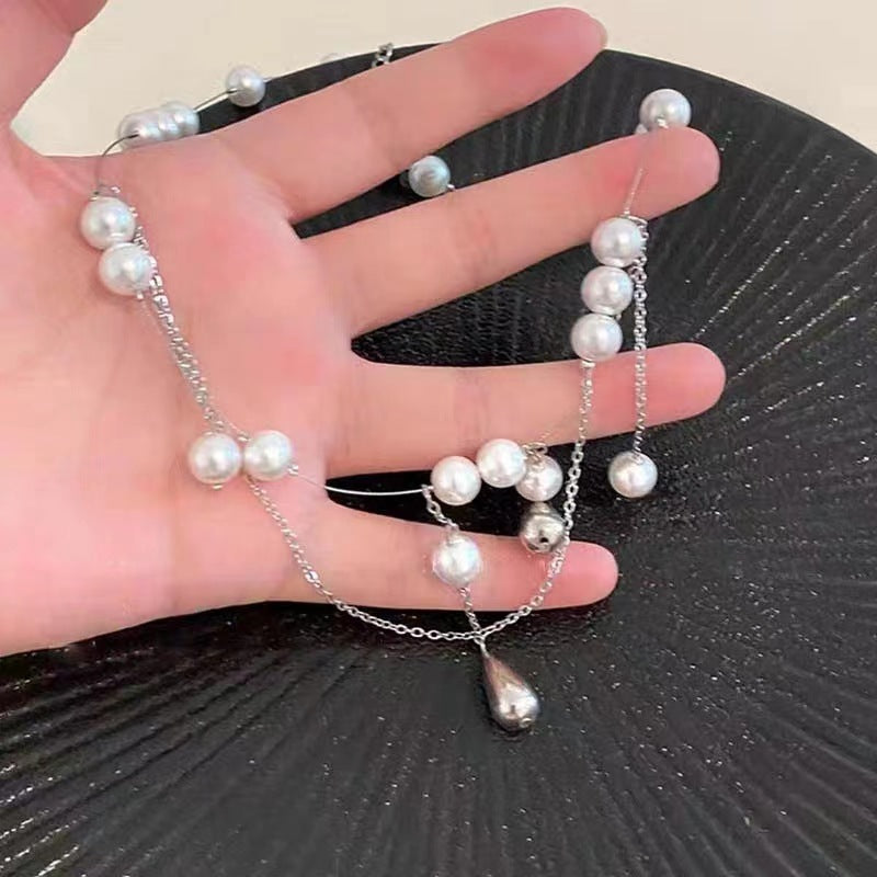 Pearl Fringe Double-Layer Necklace for Women