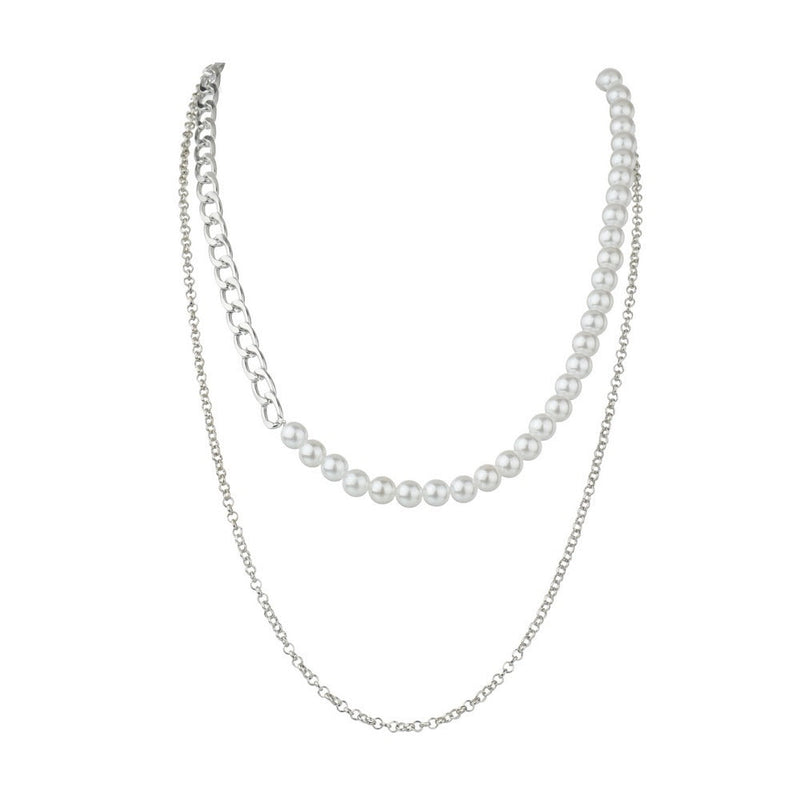 Double Layer Pearl Chain Choker Necklace