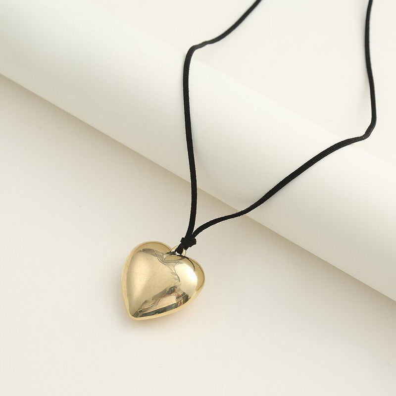 Wax Line Bowknot Beloved Heart Necklace