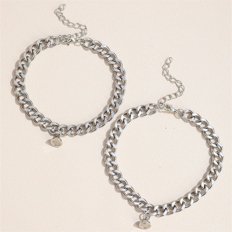 2 Pcs/set Couple Lover Bff Magnetic Cuban Chain Bracelet