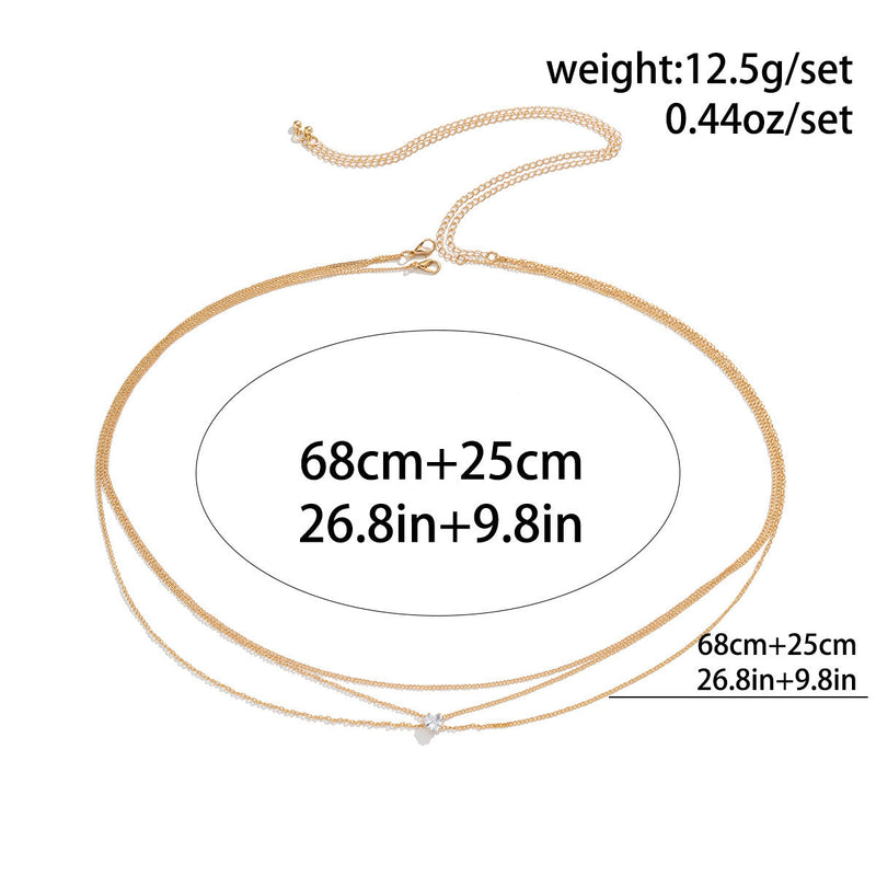 Vintage Shiny Rhinestone Heart Shaped Body Chain