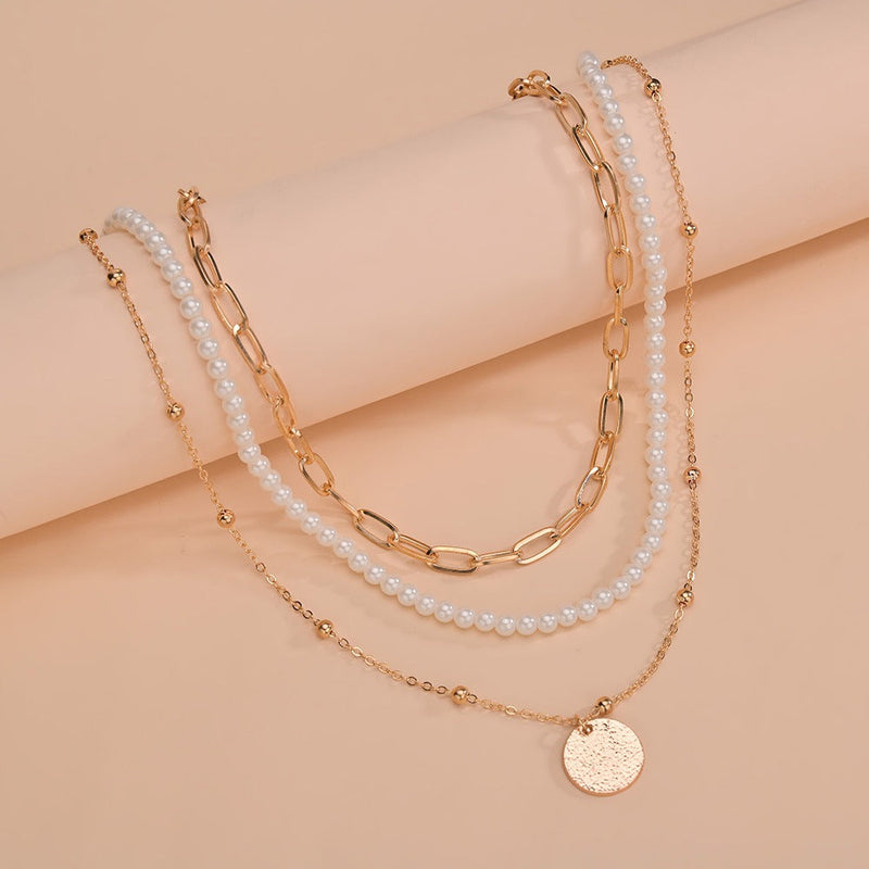 Multi Layer Love Pearl Chain Necklace