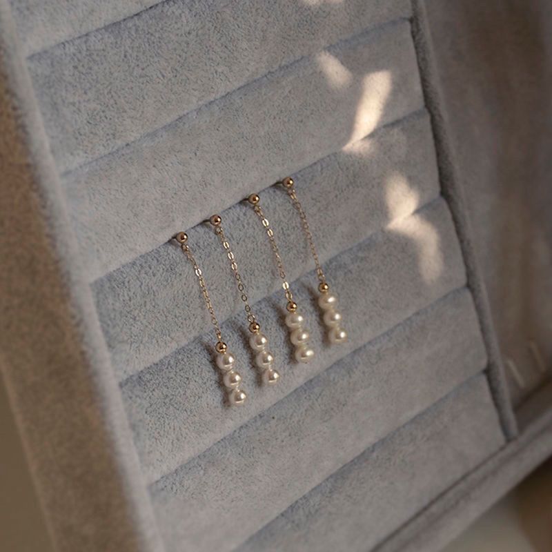 Long Chain Shell Pearl Drop Earrings