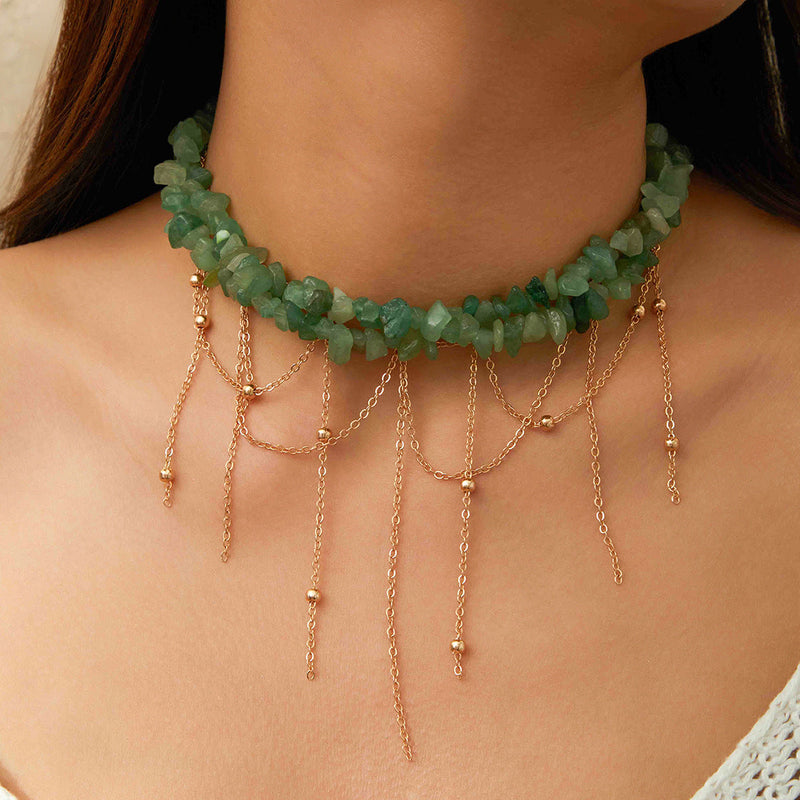 Bohemian Style Natural Macadamia Tassel Clavicle Necklace