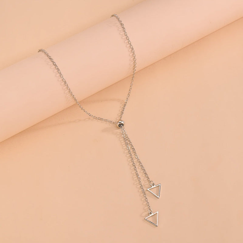 Long Chain Tassel Necklace with triangle