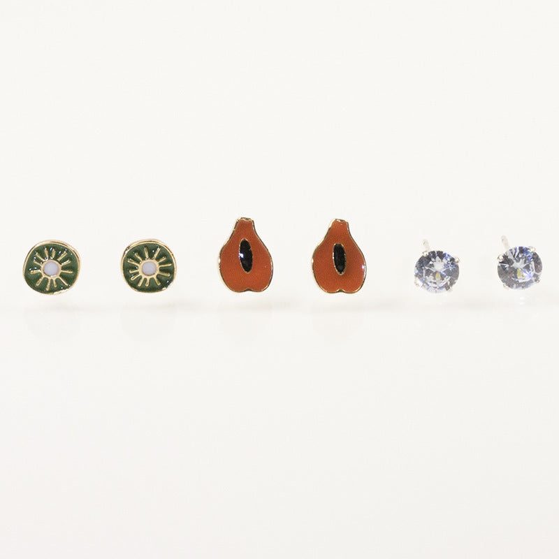 Kiwi avocado stud earrings set