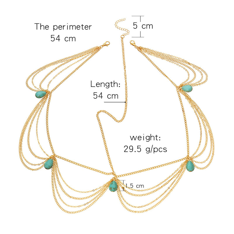 Bohemia Beach Turquoise Pendant Forehead Chain