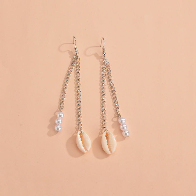 Fashion White Shell Pendant Earrings