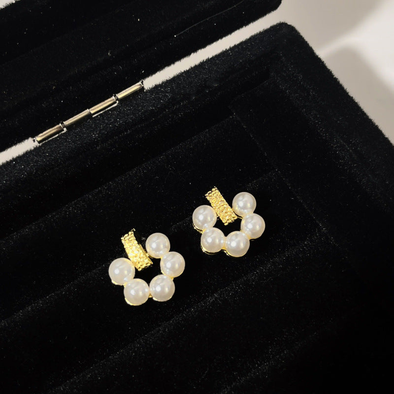 Hollow Circle Pearl Statement Earrings