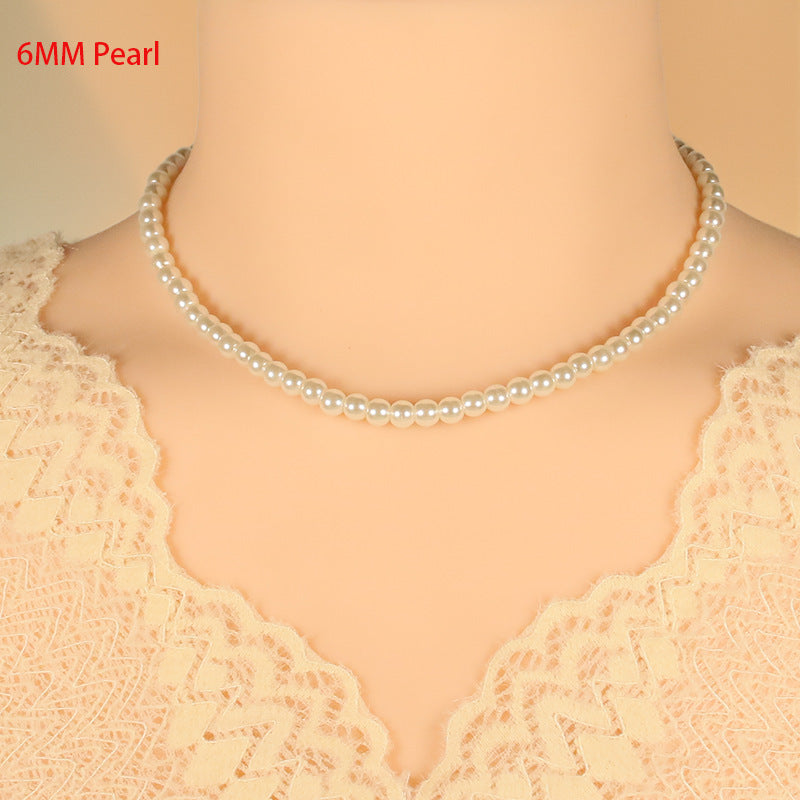 Glass Pearl Necklace Jewelry Summer Choker Jewelry