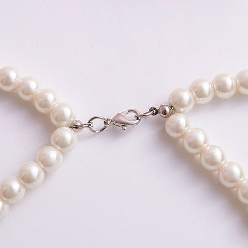 Multi Strand Glass Faux Pearl Layer Necklace for Women Girls