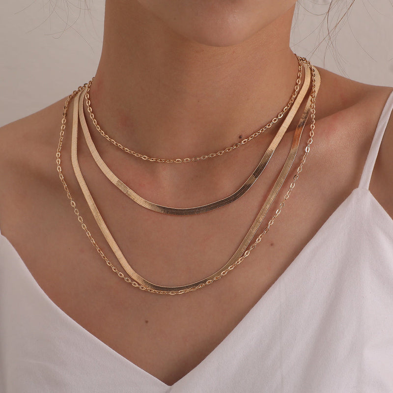 Multi Layer Snake Bone Chain Necklace Choker for Women