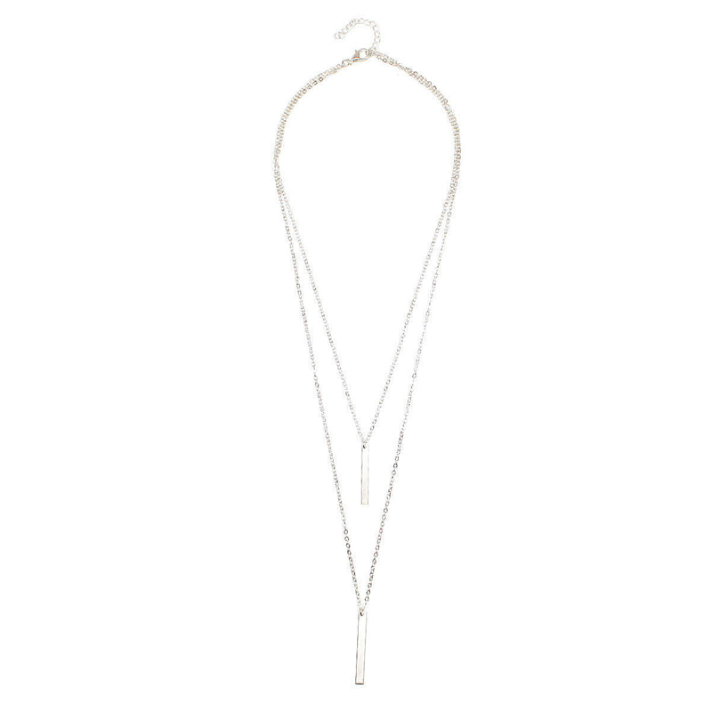 Layered Rectangular Pendant Necklace