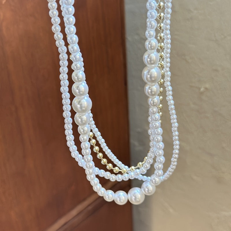 Retro Twisted Link Chain and Pearl Choker Dainty Vintage Necklace