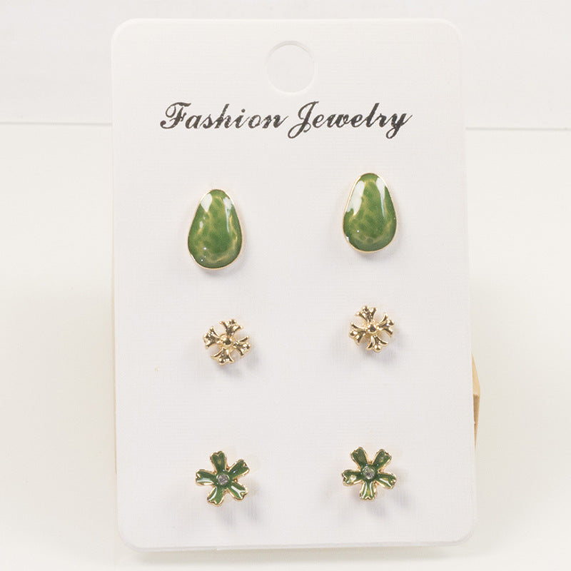 Avocado flower stud earrings set