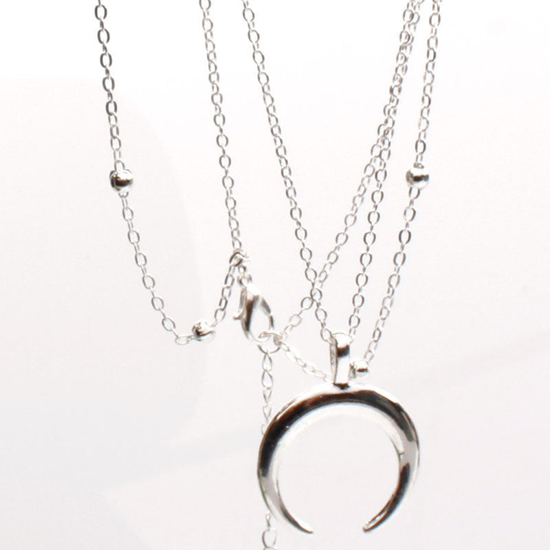 Crescent Moon Layered Necklace