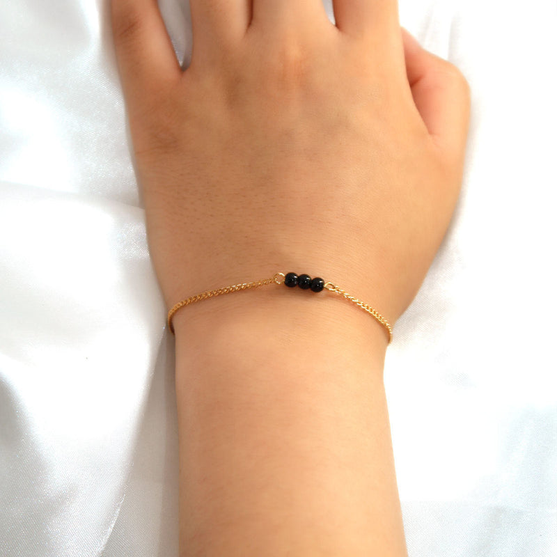 Black Bead Bracelet for Women