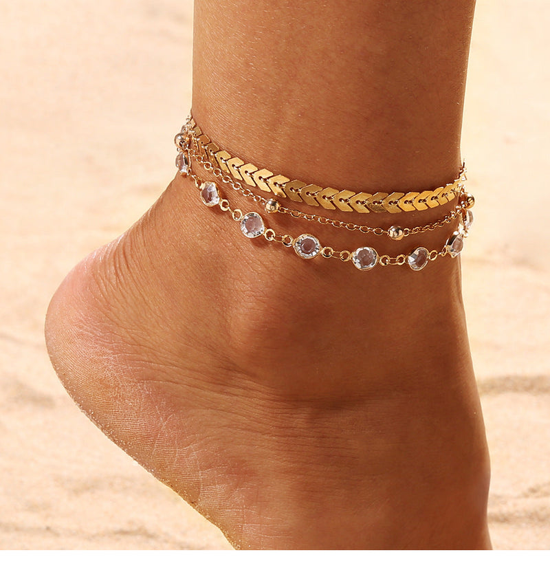 Crystal Anklet Set Simple Ankle for Women