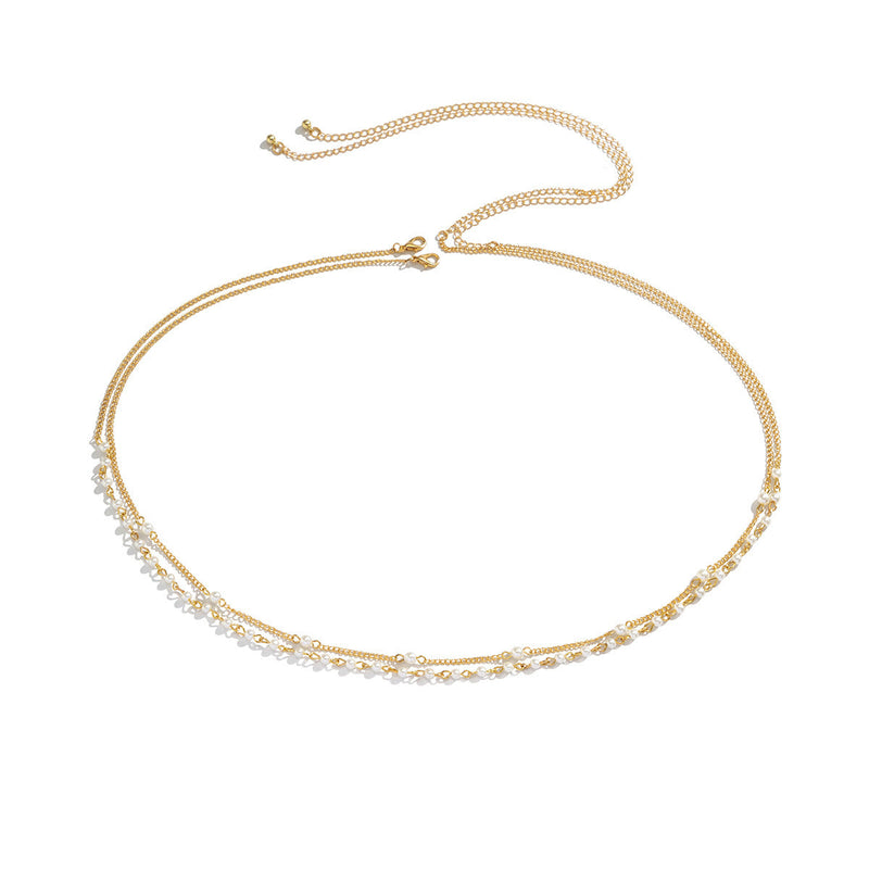 Sexy Simple Pearl Waist Chain Women Double Layer Body Chains