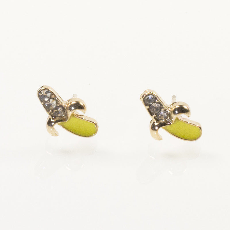 Rhinestone Banana Stud Earring