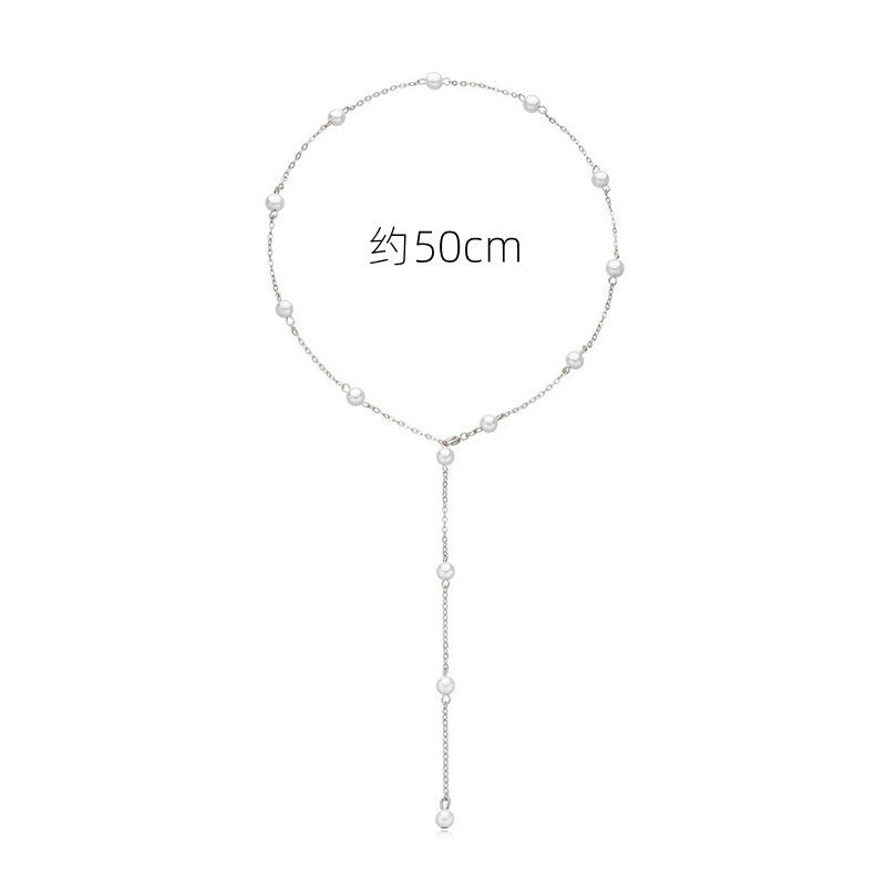 Pearl Chain Lariat Women Necklaces