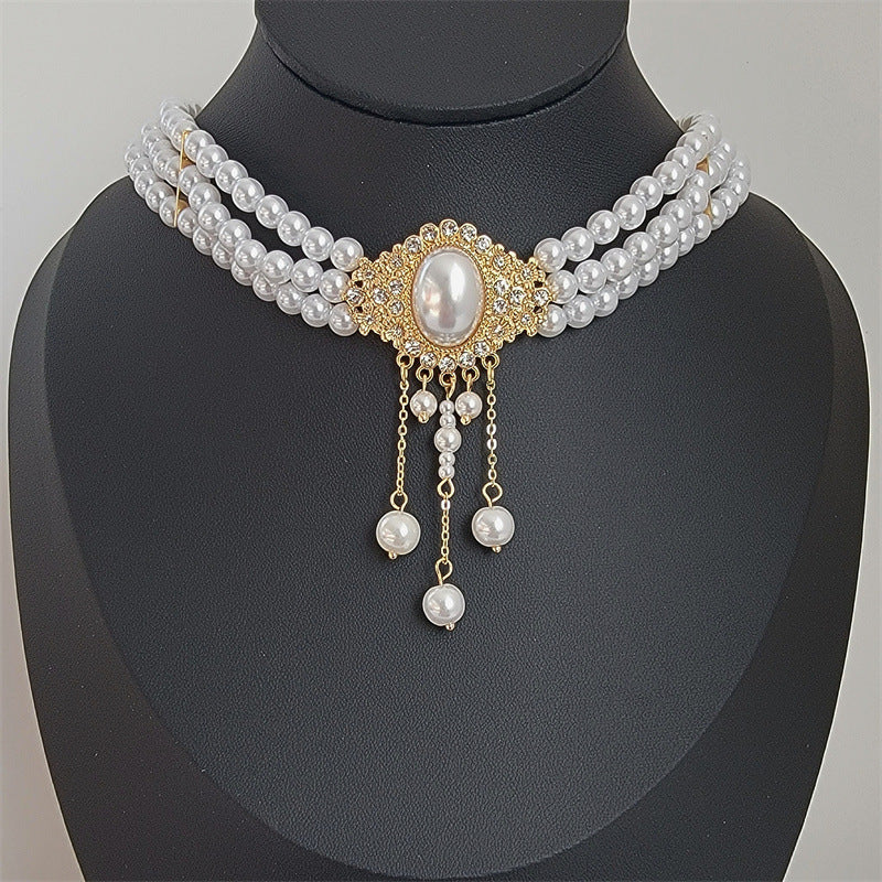 Elegant Vintage Oval Imitation Pearl Fringe Necklace