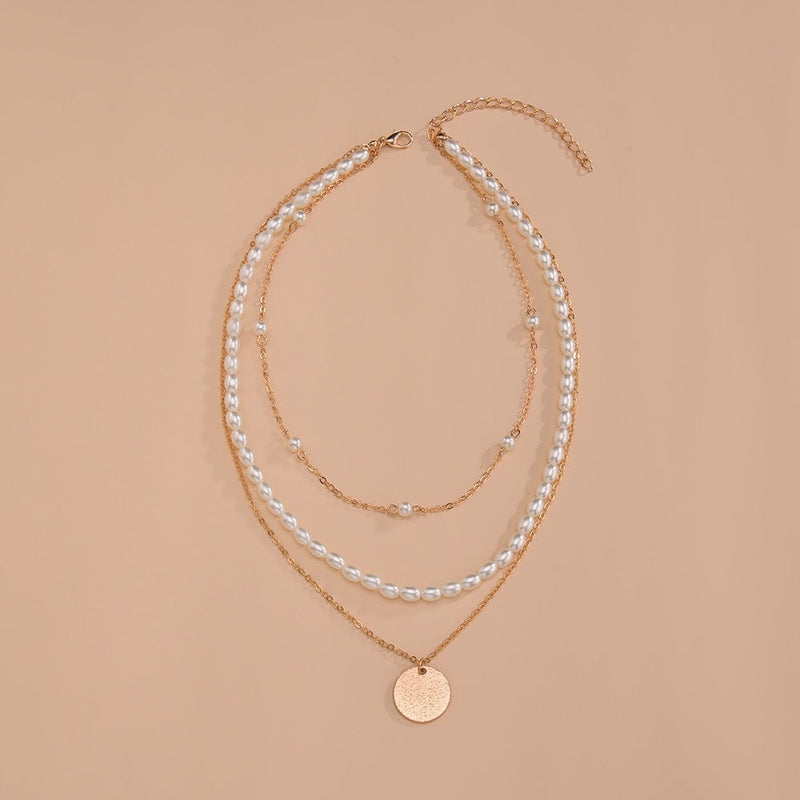 Multi-layer Layered Pearl Necklace Women Pendant