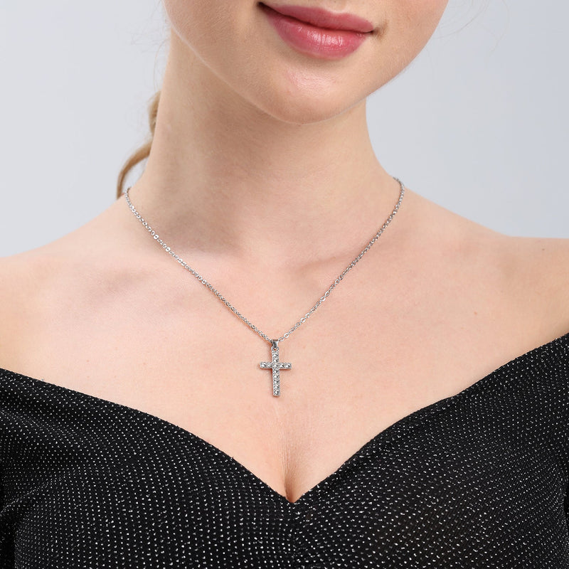 Rhinestone Cross Pendant Necklace