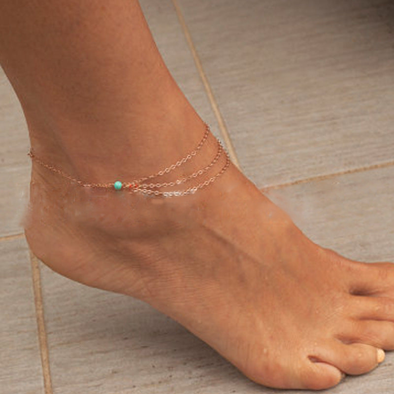 Layer Chain Charm turquoise Anklets Jewelry