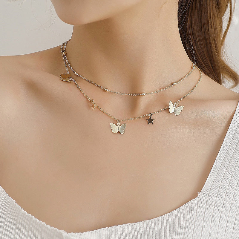 Butterfly Chain Charm Pendant Necklace