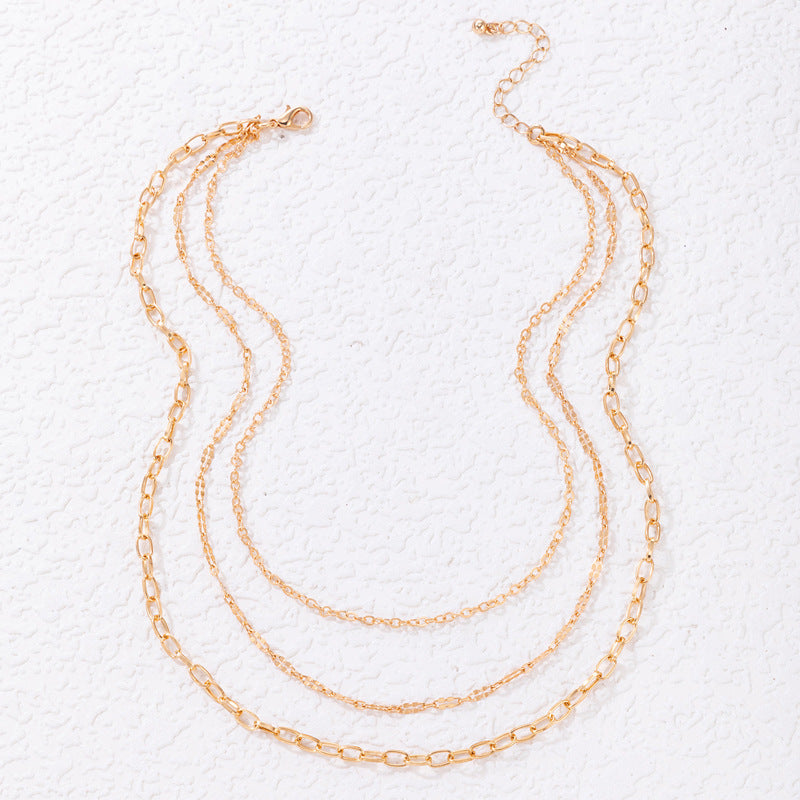 Simple Three Layer Snake Bone Chain Necklace