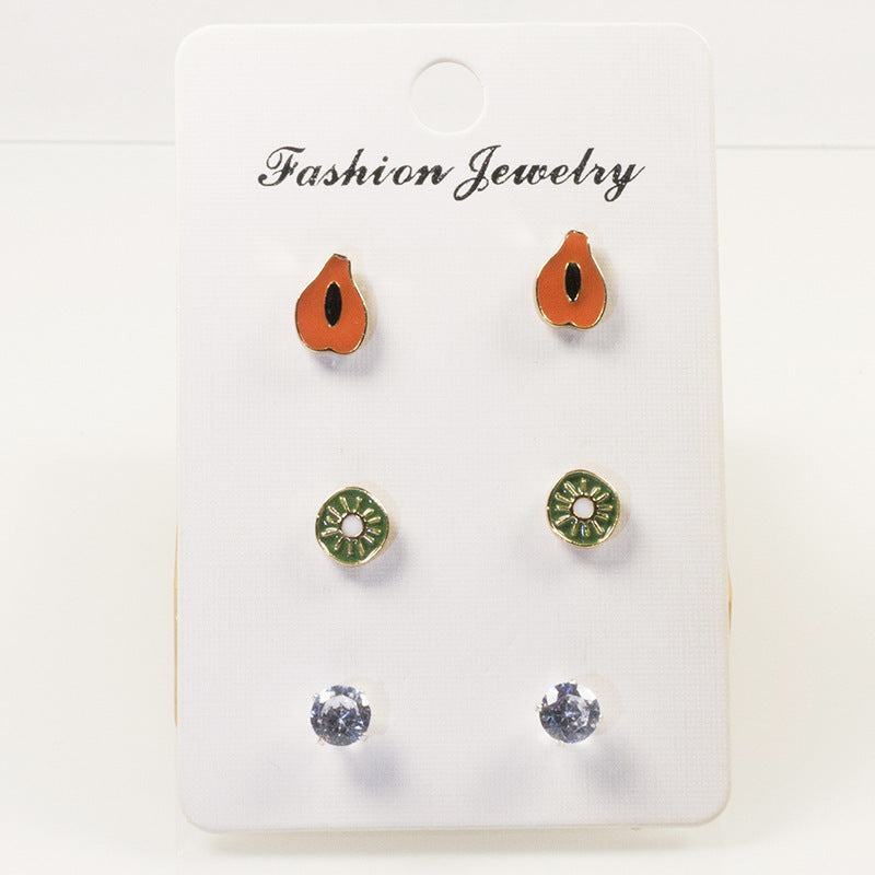 Kiwi avocado stud earrings set