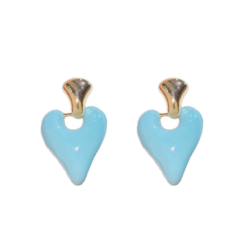 Enamel Glaze Heart Drop Earrings