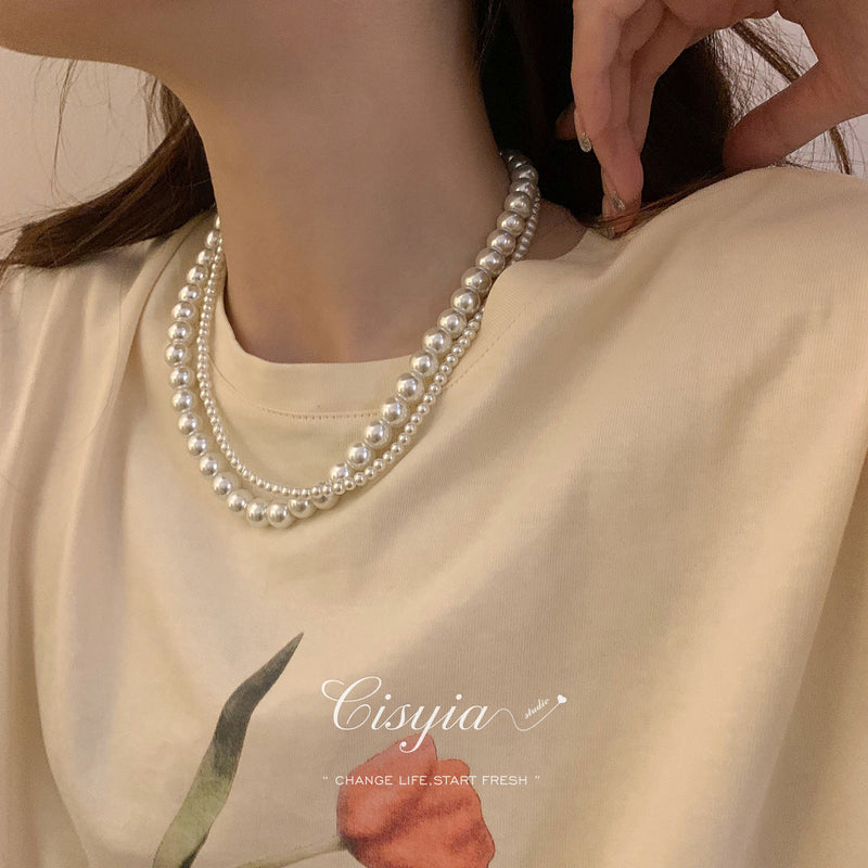 Double Pearl Necklace Court Style Necklace