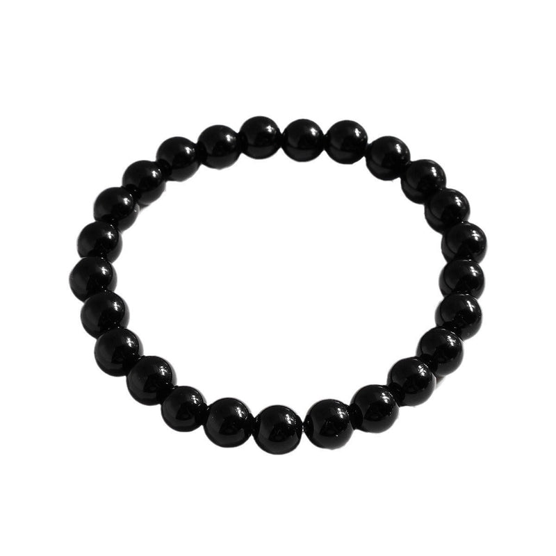 Black Glass Bead Elastic Bracelets