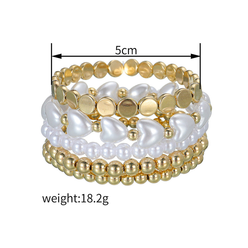 Pearl Elastic Round Beads Bracelet Set