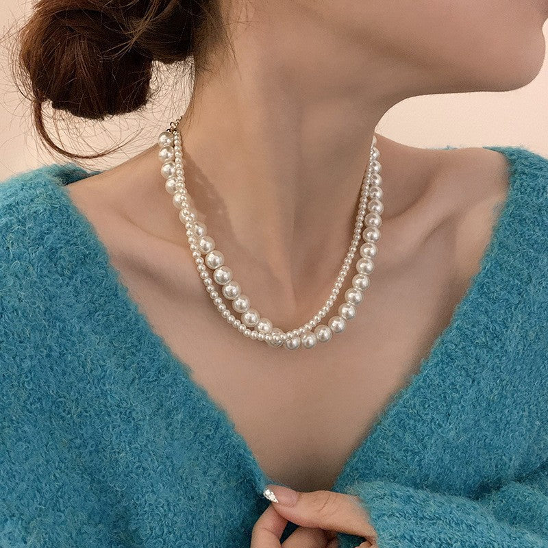 Double Pearl Necklace Court Style Necklace