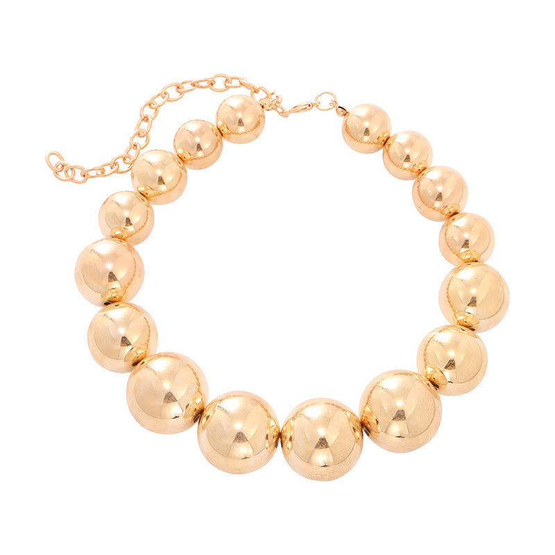 Exaggerated Geometric Bead Women Pearl Necklace