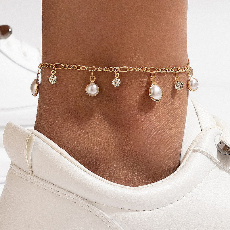 Boho Pearl Tassel Bracelet Anklet Jewelry