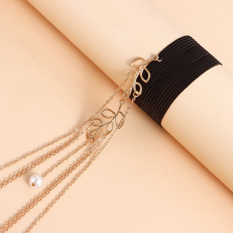 Multi Layer Tassel Pearl Clip Bead Leg Chain