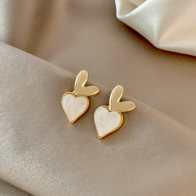 Small Double Heart Stud Earrings