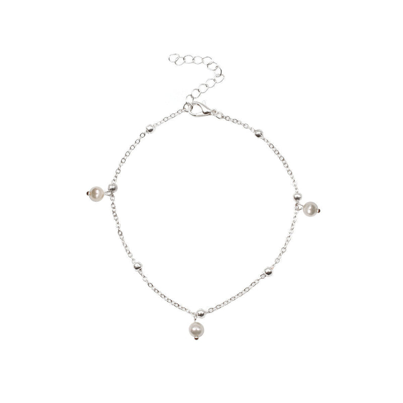 Double Layer White Pearl Beaded Anklet Jewelry