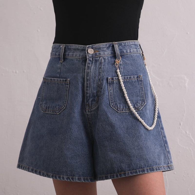 Women Multilayer Pearl Metal Waist Jean Pant Chain
